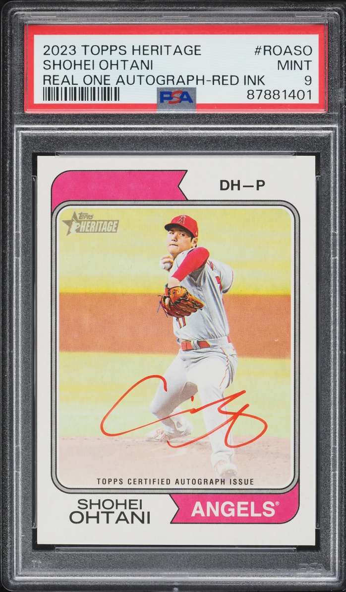 2023 Topps Heritage Real One Red Ink Shohei Ohtani AUTO /74 #ROA-SO PSA 9 MINT