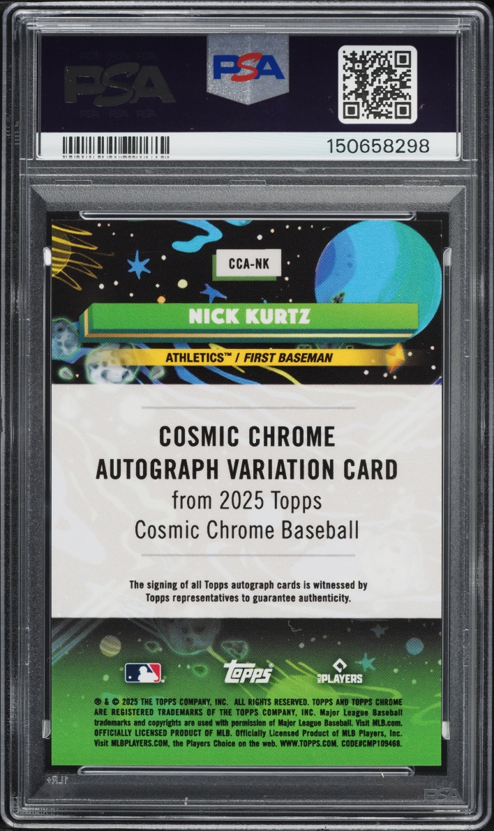 2025 Topps Chrome Cosmic Orange Galactic Nick Kurtz ROOKIE AUTO /25 #NK PSA 10 GEM MINT