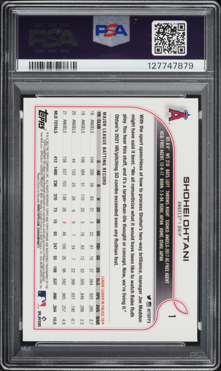 2022 Topps Chrome Ben Baller Shohei Ohtani #1 PSA 9 MINT