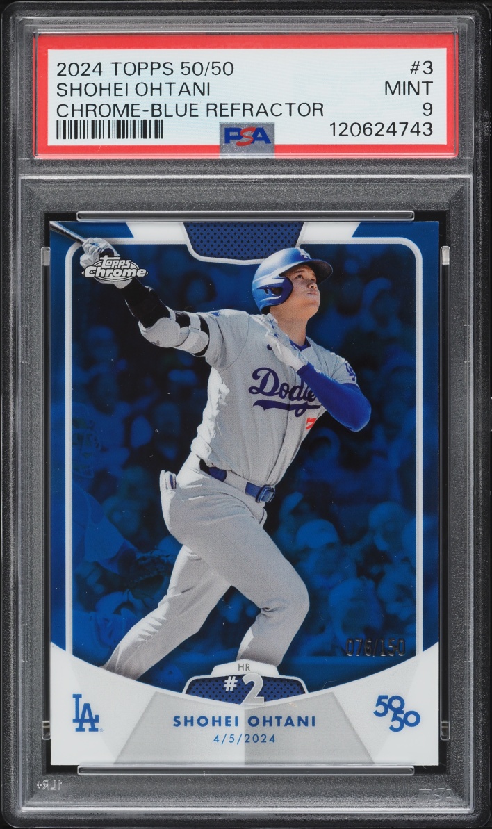 2024 Topps 50/50 Chrome Blue Refractor Shohei Ohtani /150 #3 PSA 9 MINT