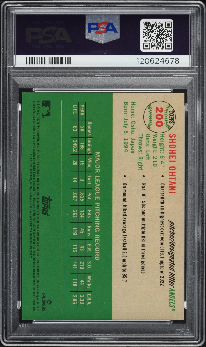 2023 Topps Chrome Platinum Anniversary Rose Gold Mini Diamond Refractor Shohei Ohtani /75 PSA 9