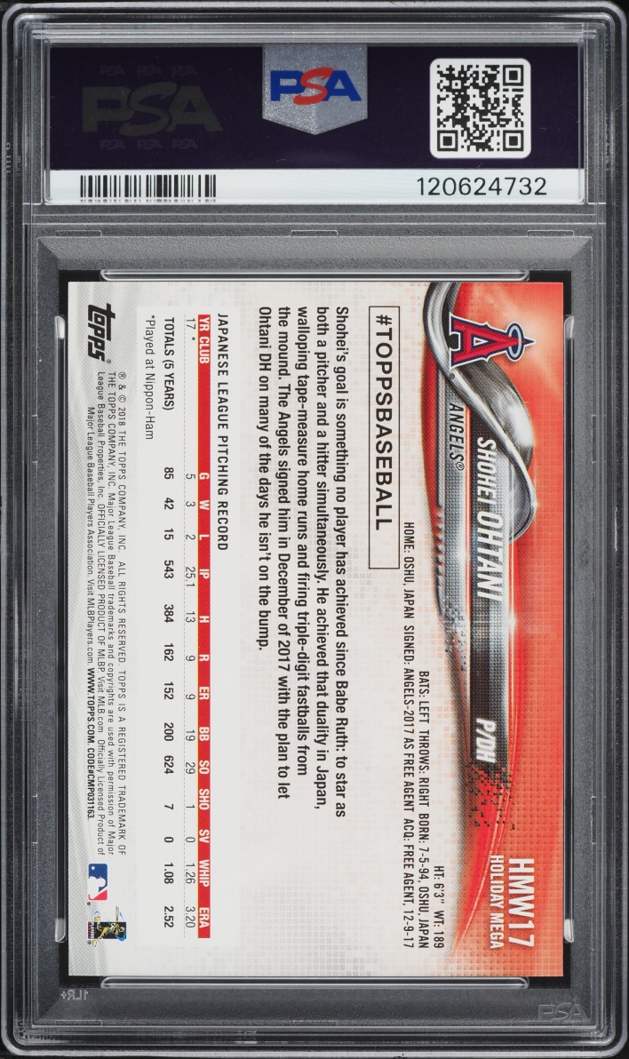 2018 Topps Holiday Shohei Ohtani ROOKIE #HMW17 PSA 9 MINT