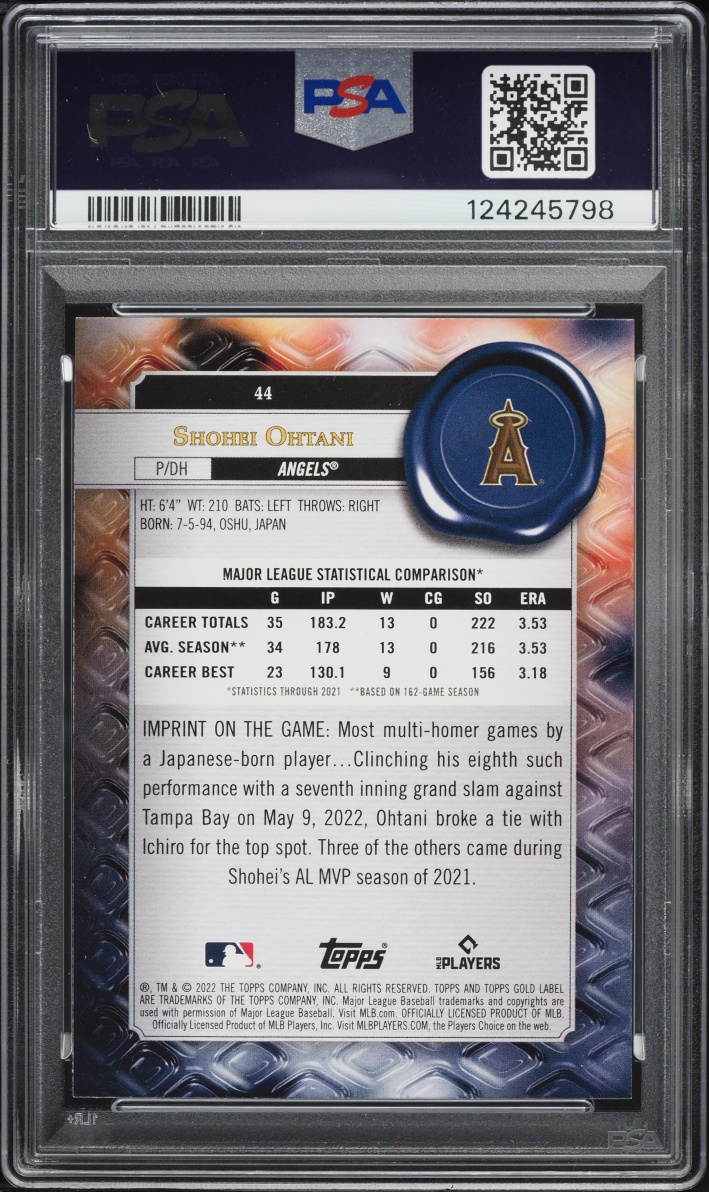 2022 Topps Gold Label Class 1 Shohei Ohtani #44 PSA 10 GEM MINT