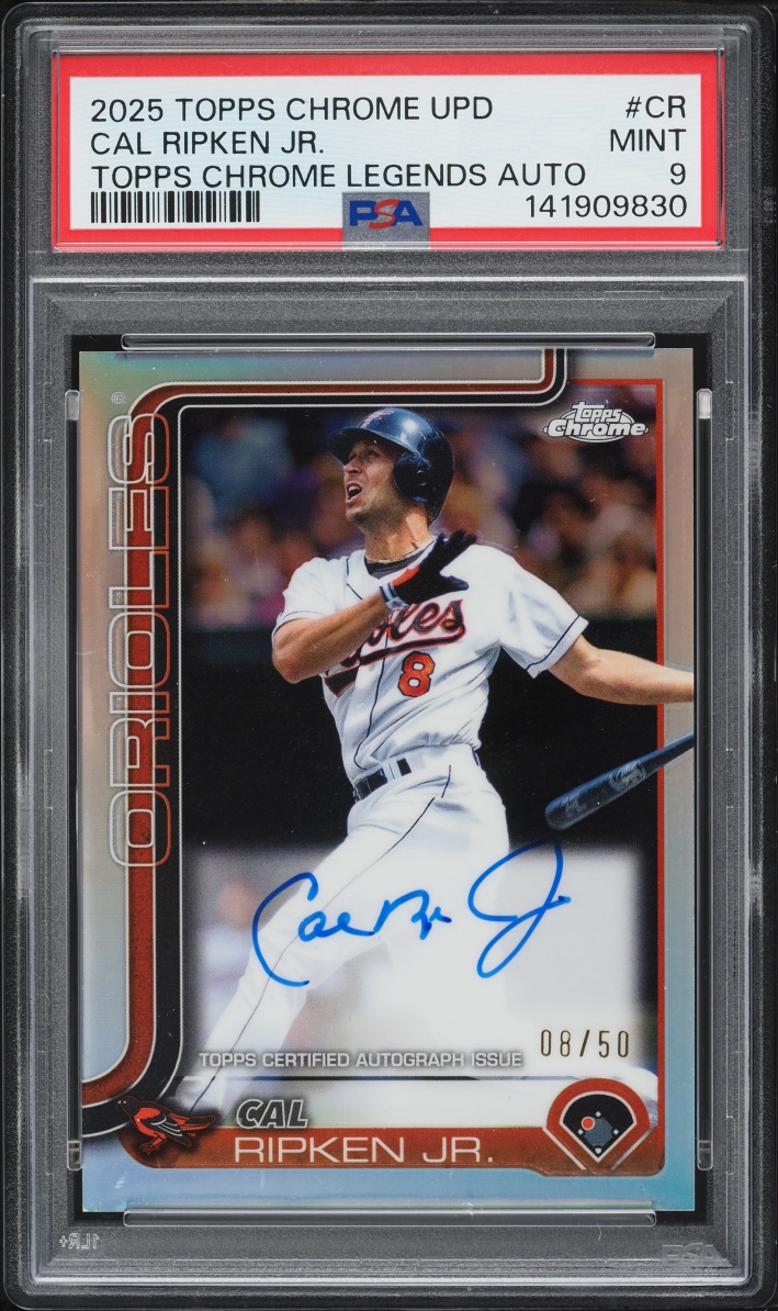 2025 Topps Chrome Update Legends Cal Ripken Jr. AUTO /50 #CR PSA 9 MINT