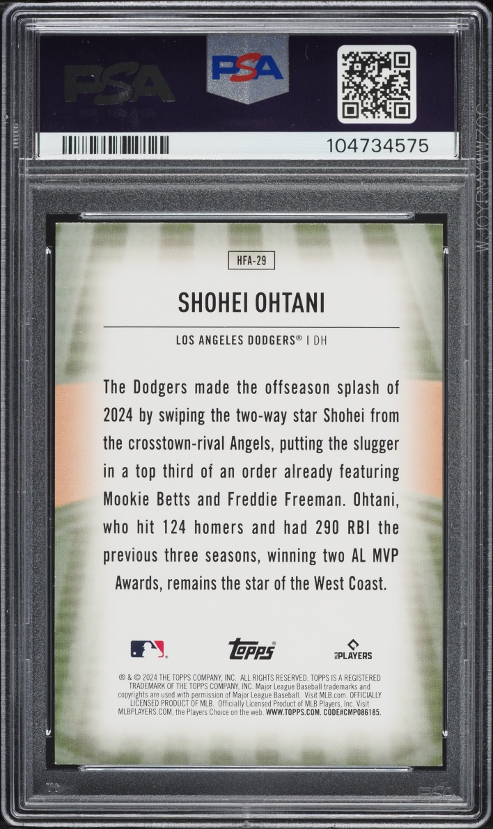 2024 Topps Home Field Advantage Shohei Ohtani #HFA-29 PSA 9 MINT