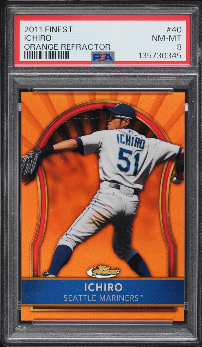 2011 Finest Orange Refractor Ichiro /99 #40 PSA 8 NM-MT