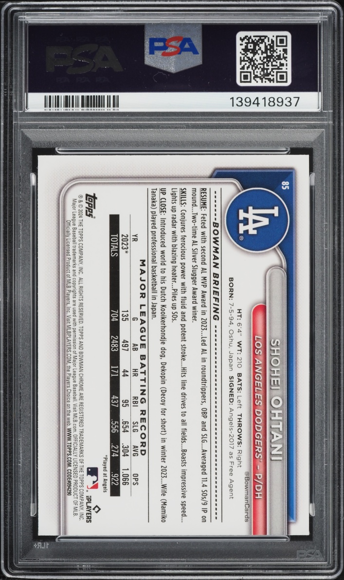 2024 Bowman Chrome Mega Box Shohei Ohtani #85 PSA 9 MINT