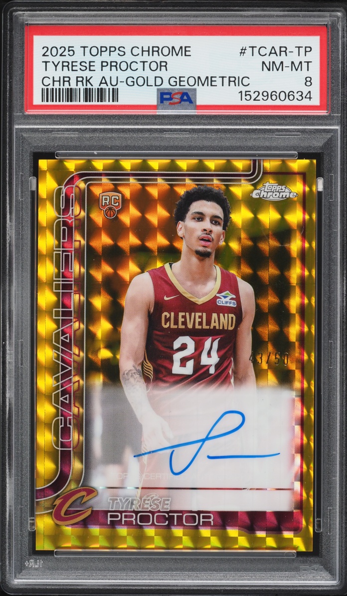 2025 Topps Chrome Gold Geometric Tyrese Proctor ROOKIE AUTO /50 #TCAR-TP PSA 8 NM-MT