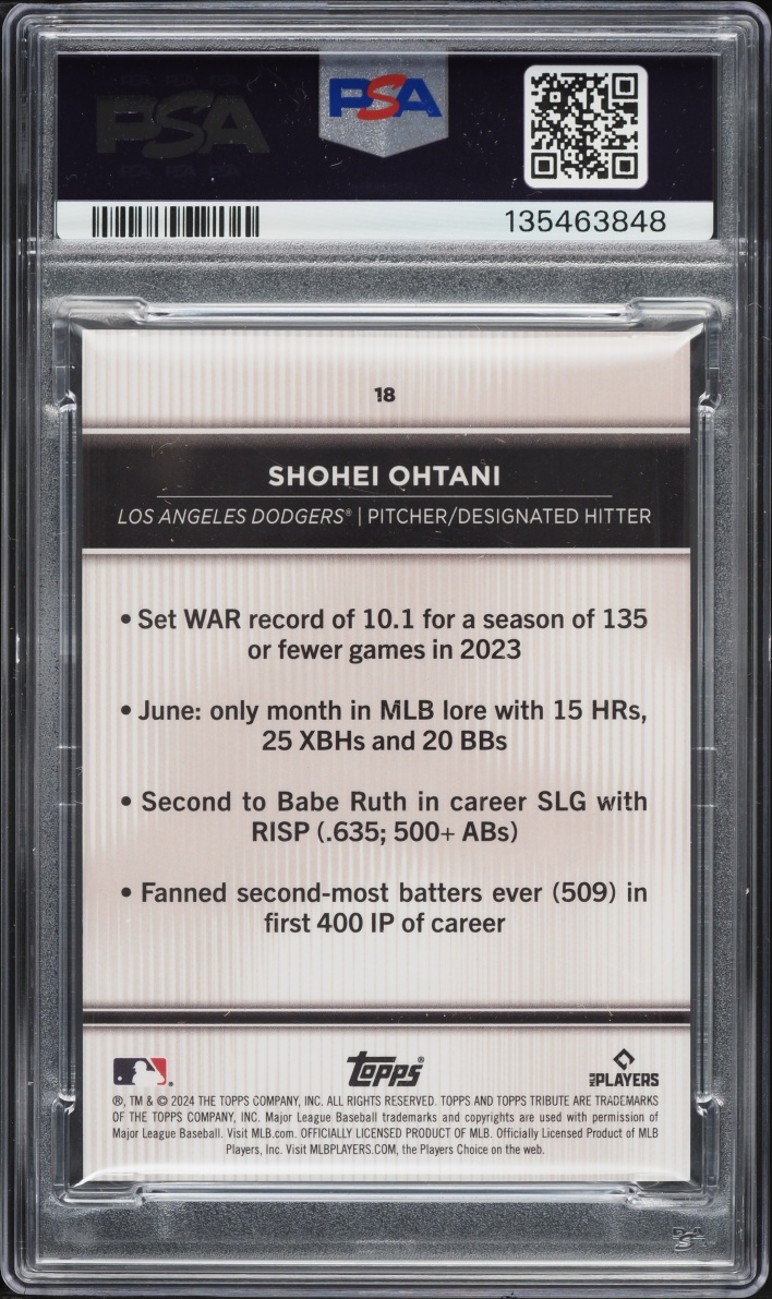 2024 Topps Tribute Shohei Ohtani #18 PSA 10 GEM MINT