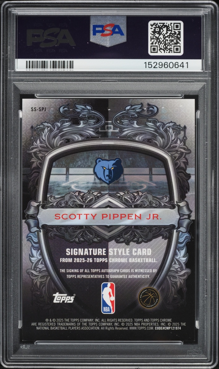 2025 Topps Chrome Signature Style Black Refractor Scotty Pippen Jr. AUTO #SS-SPJ PSA 9 MINT
