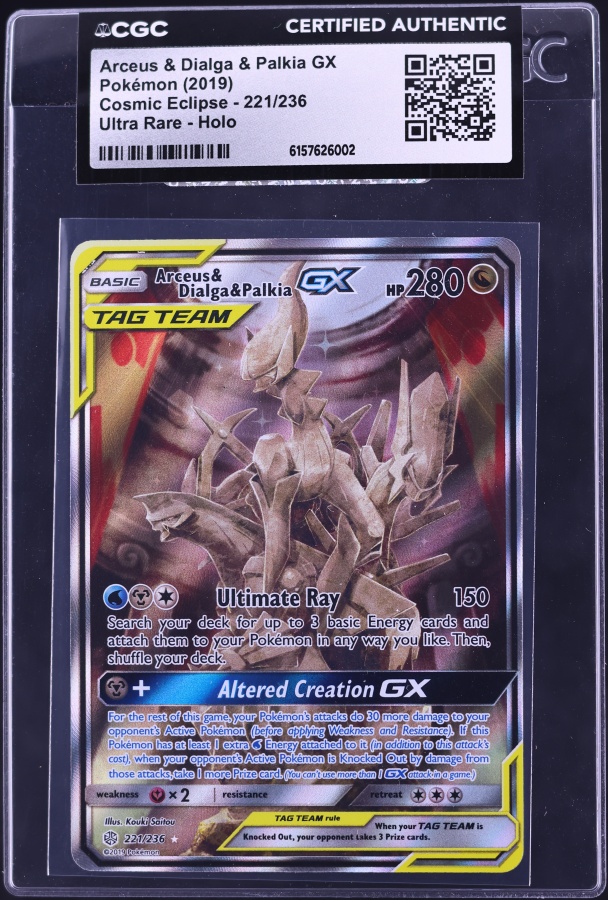 2019 Pokemon SM Cosmic Eclipse Alt Art Arceus & Dialga & Palkia GX #221 CGC 8 on Fanatics Collect 2019 Pokemon SM Cosmic Eclipse Alt Art Arceus & Dialga & Palkia GX #221 CGC 8 on Fanatics Collect
