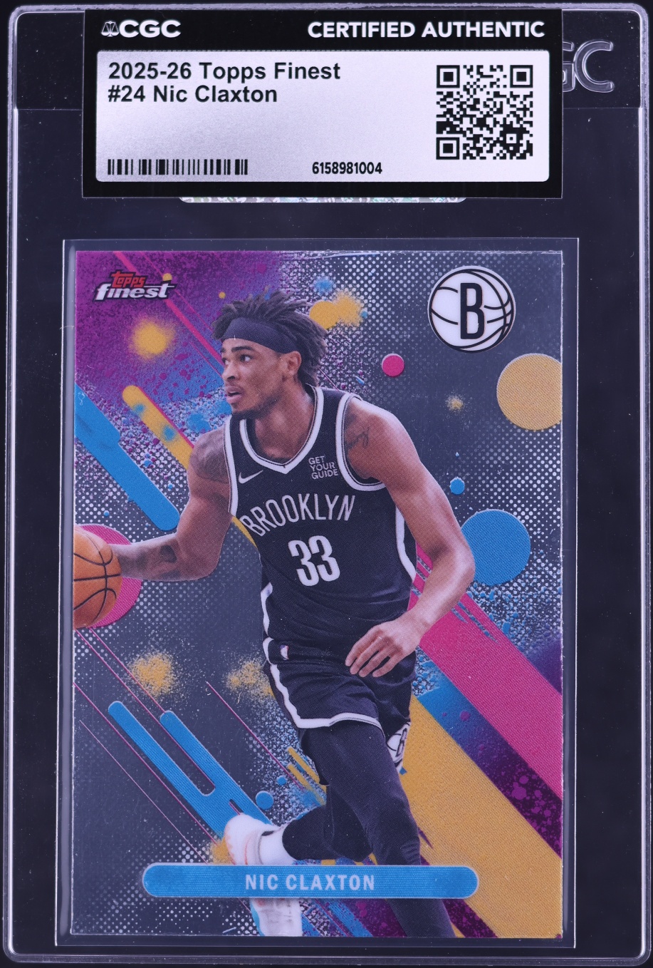 2025 Topps Finest Basketball Nic Claxton #24 CGC AUTH