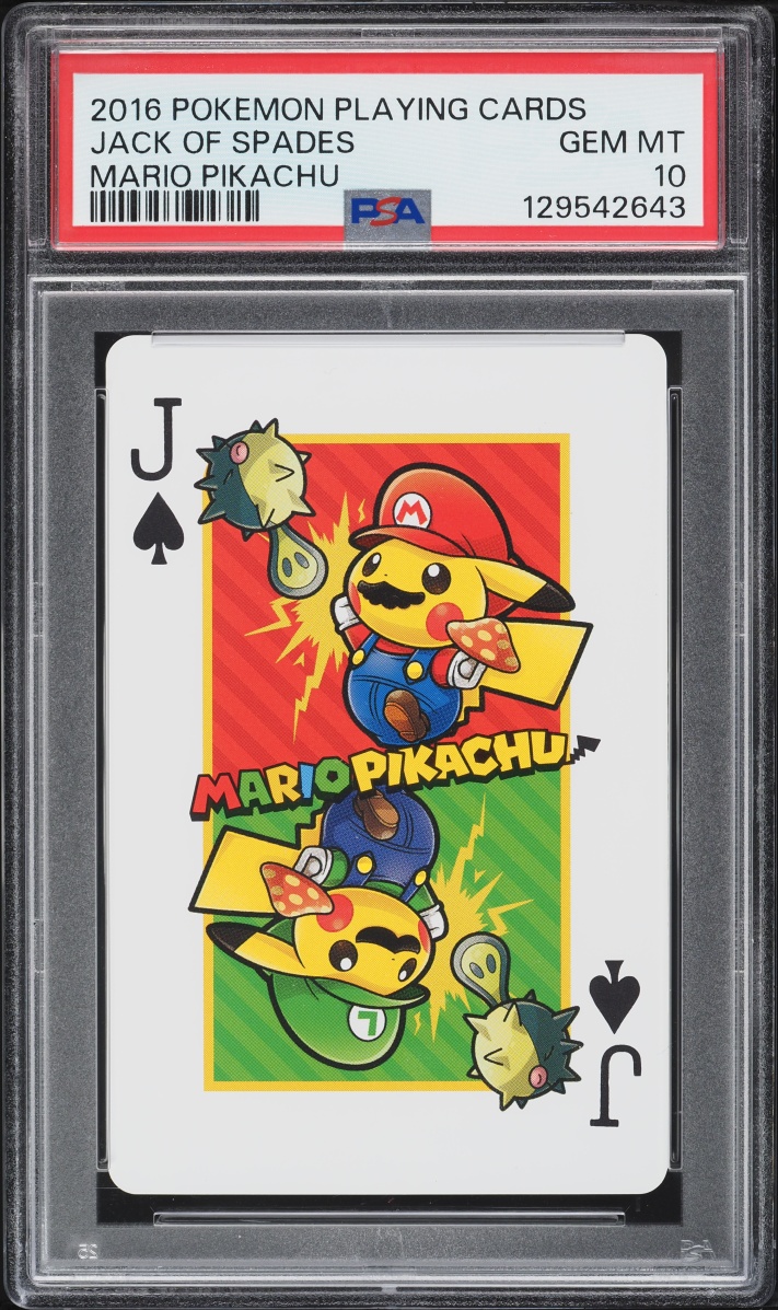 2016 Pokemon Playing Cards Mario Pikachu Jack Of Spades PSA 10 GEM MINT