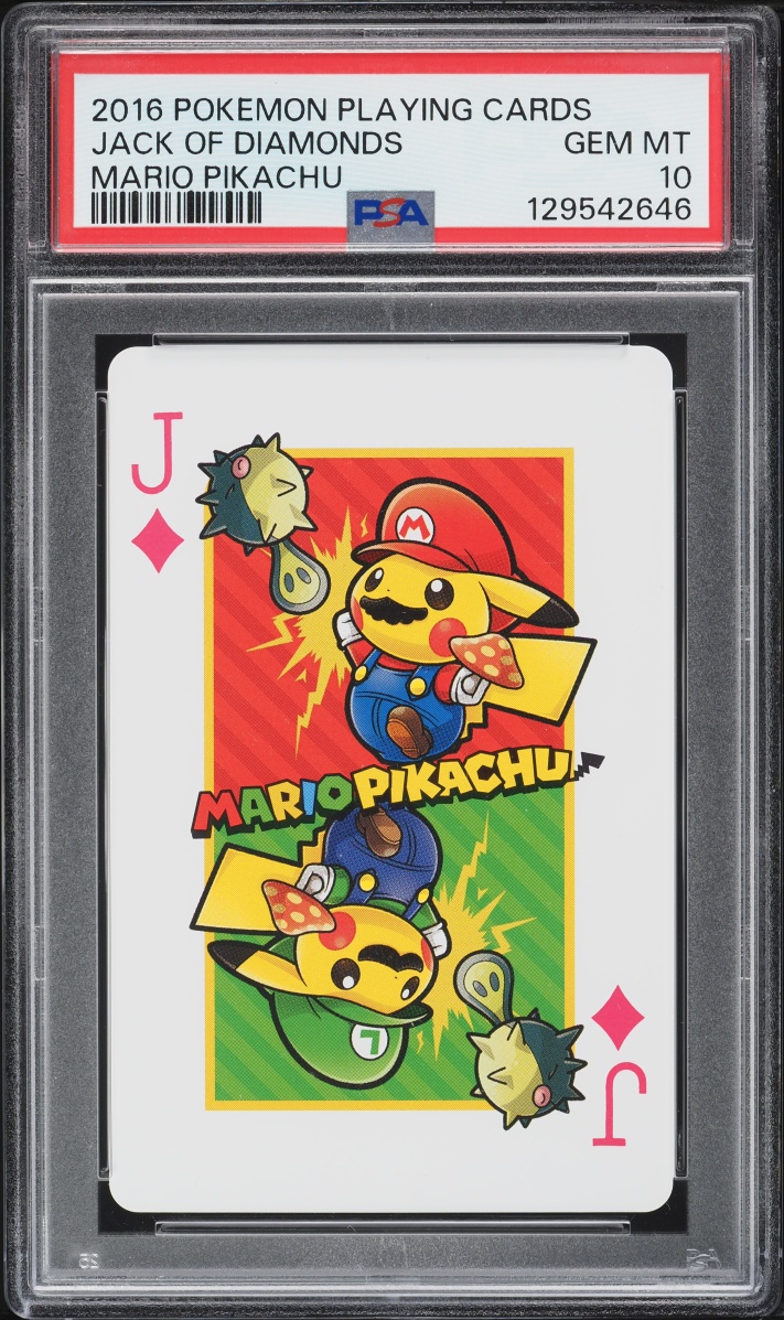2016 Pokemon Playing Cards Mario Pikachu Jack Of Diamonds PSA 10 GEM MINT