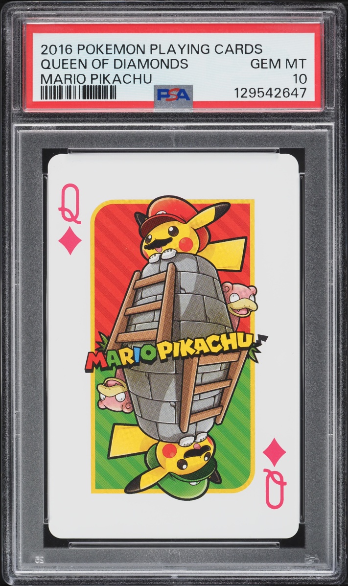 2016 Pokemon Playing Cards Mario Pikachu Queen Of Diamonds PSA 10 GEM MINT