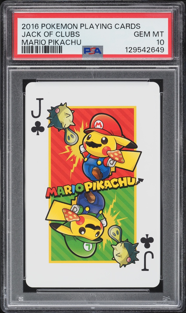 2016 Pokemon Playing Cards Mario Pikachu Jack Of Clubs PSA 10 GEM MINT