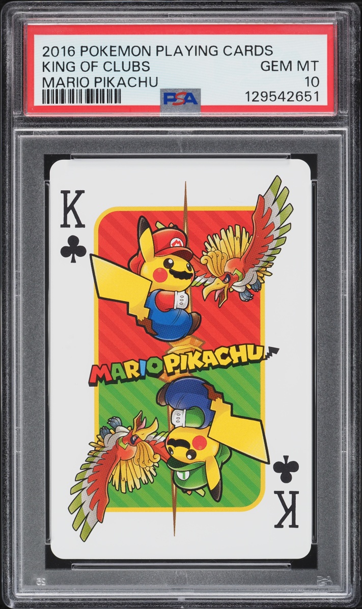 2016 Pokemon Playing Cards Mario Pikachu King Of Clubs PSA 10 GEM MINT