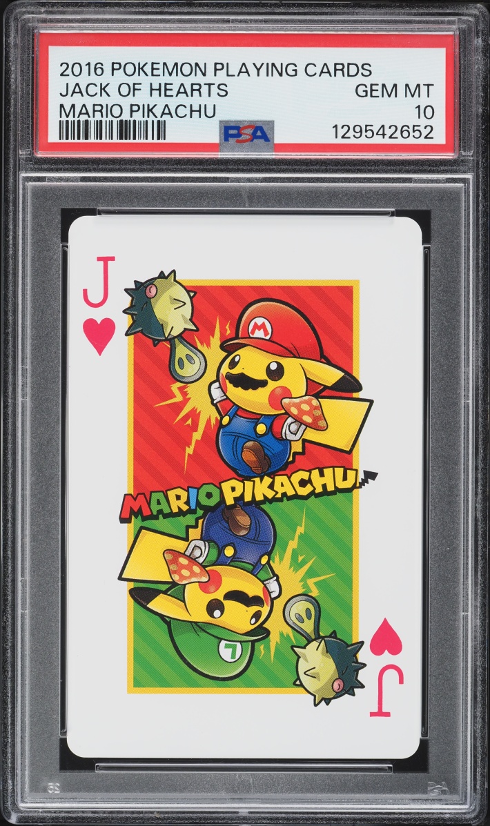 2016 Pokemon Playing Cards Mario Pikachu Jack Of Hearts PSA 10 GEM MINT