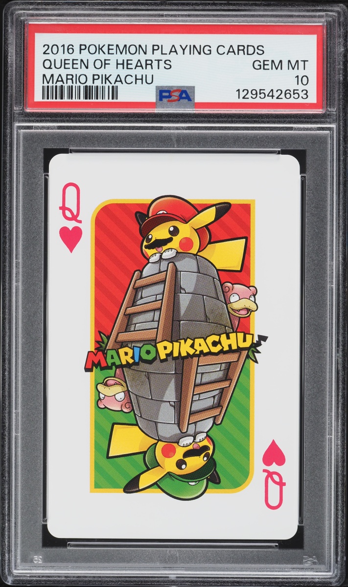2016 Pokemon Playing Cards Mario Pikachu Queen Of Hearts PSA 10 GEM MINT