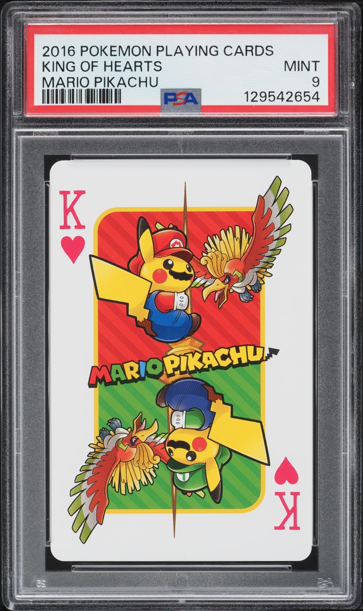 2016 Pokemon Playing Cards Mario Pikachu King Of Hearts MARIO PIKACHU PSA 9 MINT