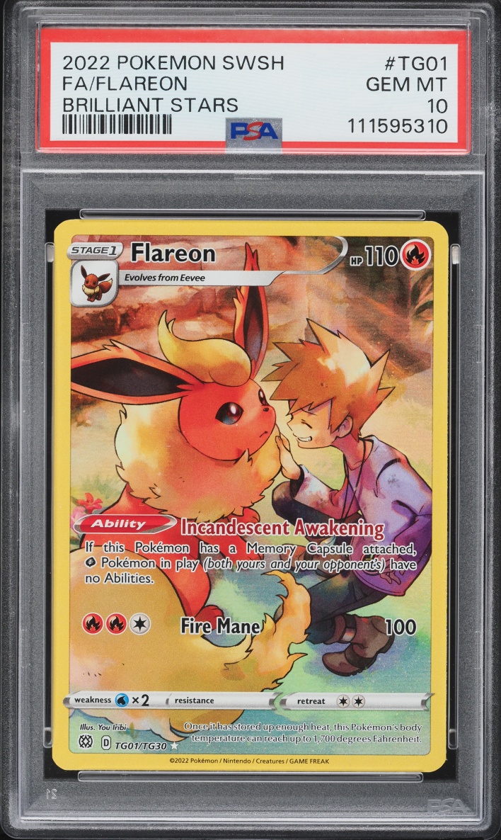 2022 Pokemon Sword & Shield Brilliant Stars Trainer Gallery CHR Flareon #TG01 PSA 10 GEM MINT