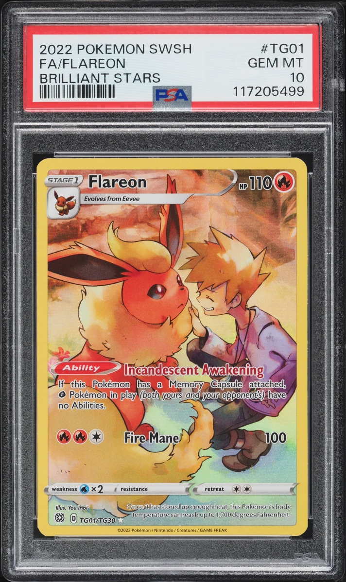 2022 Pokemon Sword & Shield Brilliant Stars Trainer Gallery CHR Flareon #TG01 PSA 10 GEM MINT