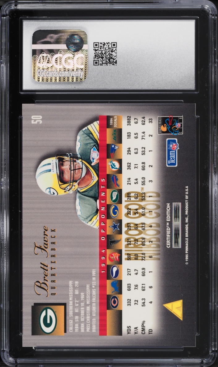1995 Select Certified Mirror Gold Brett Favre #50 CGC 9 MINT