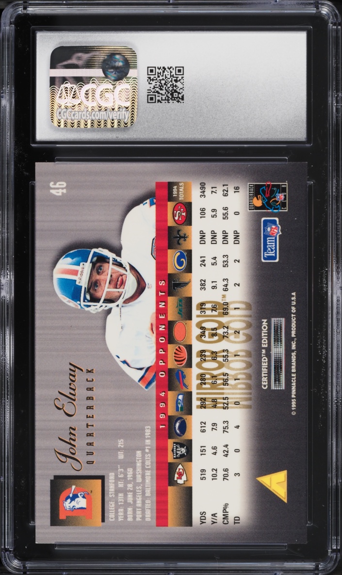 1995 Select Certified Mirror Gold John Elway #46 CGC 8.5 NM-MT+