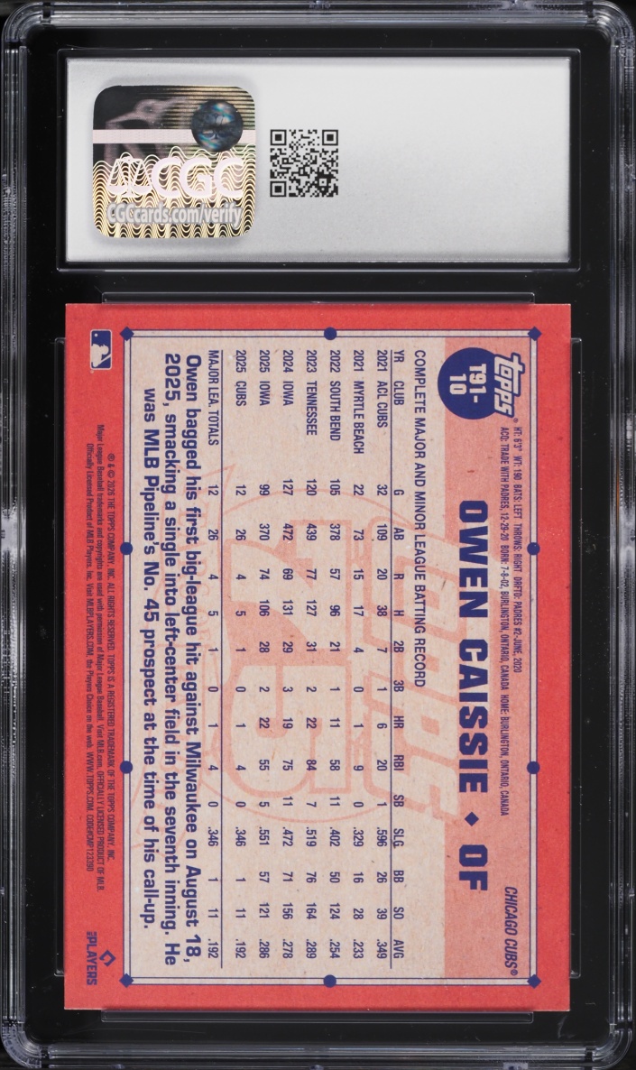 2026 Topps '91 Crackle Foilboard Owen Caissie ROOKIE #T91-10 CGC 9.5 MINT+