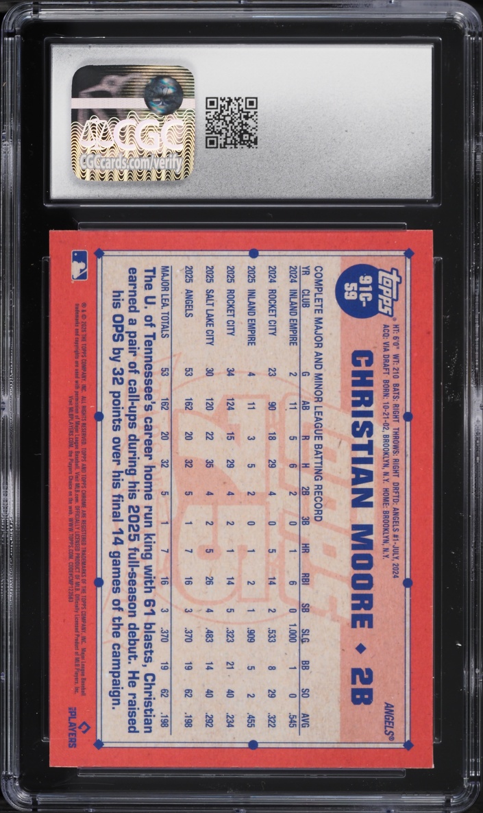 2026 Topps Chrome '91 Silver Pack Christian Moore ROOKIE #91C-59 CGC 8 NM-MT