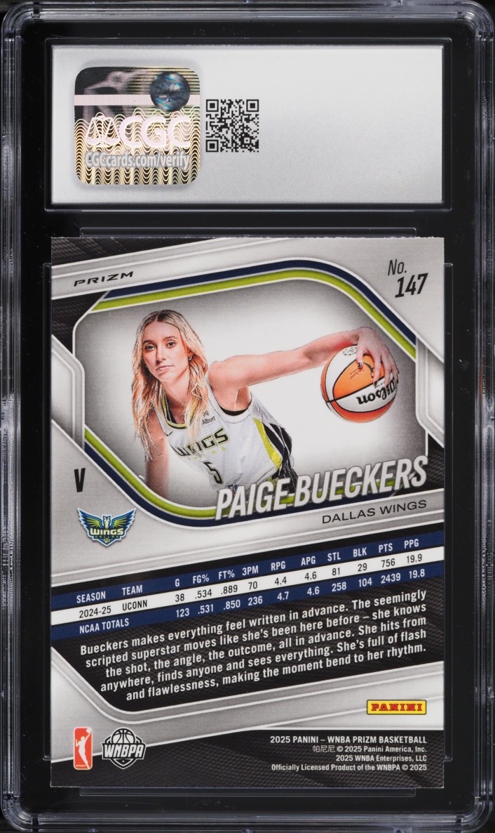 2025 Panini Prizm WNBA Silver Paige Bueckers ROOKIE #147 CGC 8 NM-MT