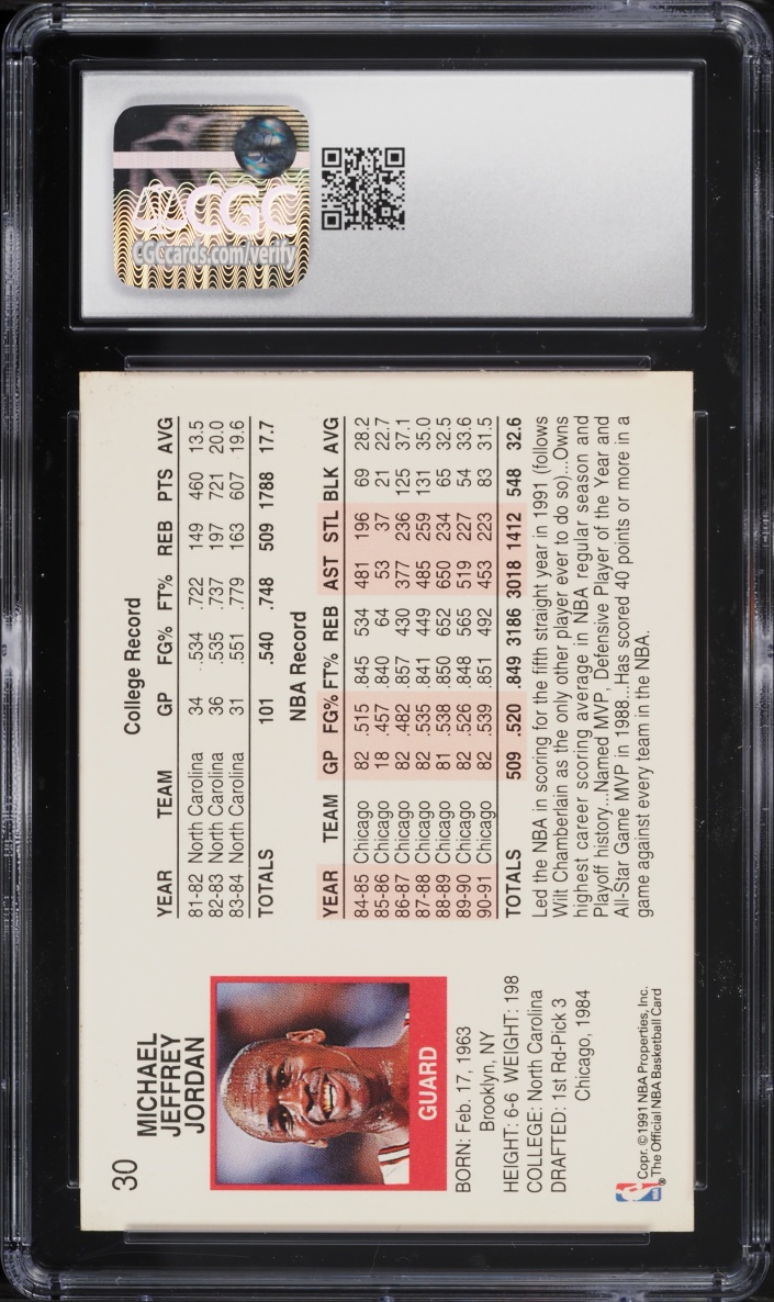 1992 Hoops Basketball Michael Jordan #30 CGC 7 NRMT