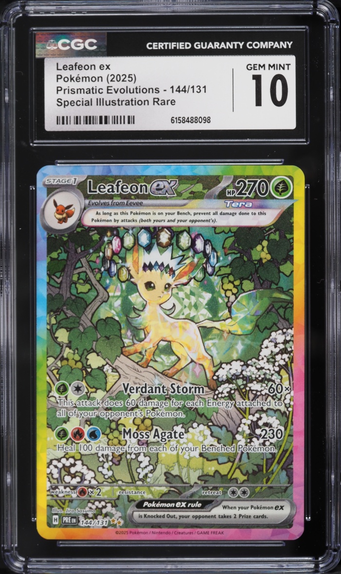 2025 Pokemon Scarlet & Violet Prismatic Evolutions SIR Leafeon ex #144 CGC 10 GEM MINT
