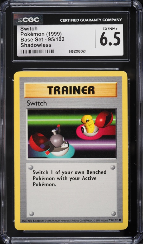 1999 Pokemon Base Set Shadowless Switch #95 CGC 6.5 EXMT+