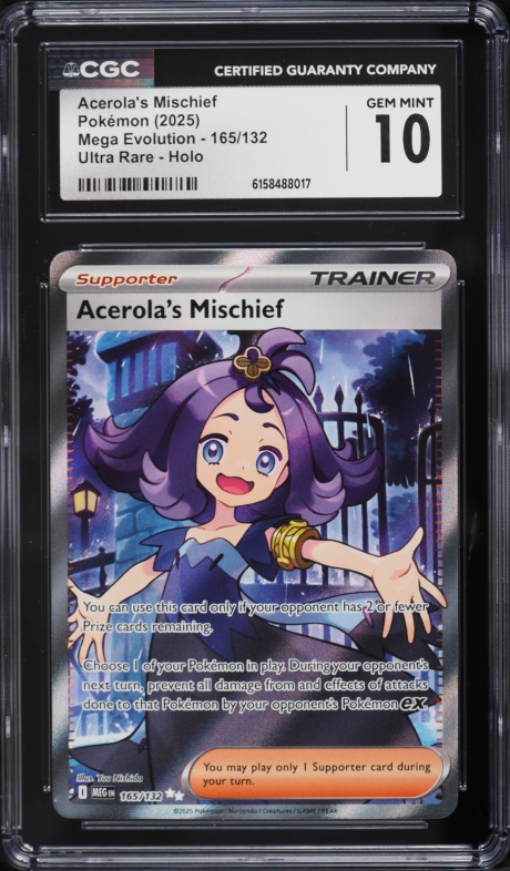 2025 Pokemon Mega Evolution Full Art Acerola's Mischief #165 CGC 10 GEM MINT