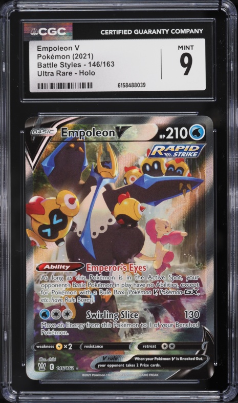 2021 Pokemon Sword & Shield Battle Styles Full Art Empoleon V #146 CGC 9 MINT