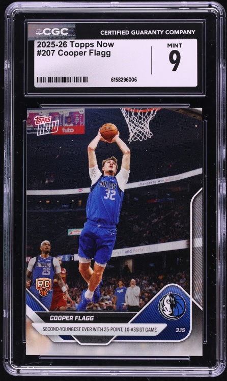 2025 Topps Now Cooper Flagg ROOKIE #207 CGC 9 MINT