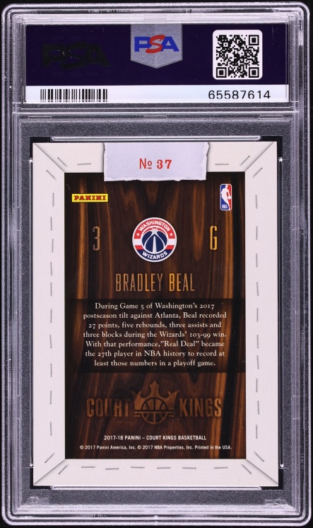 2017 Panini Court Kings Blank Slate Bradley Beal #37 PSA 10 GEM MINT