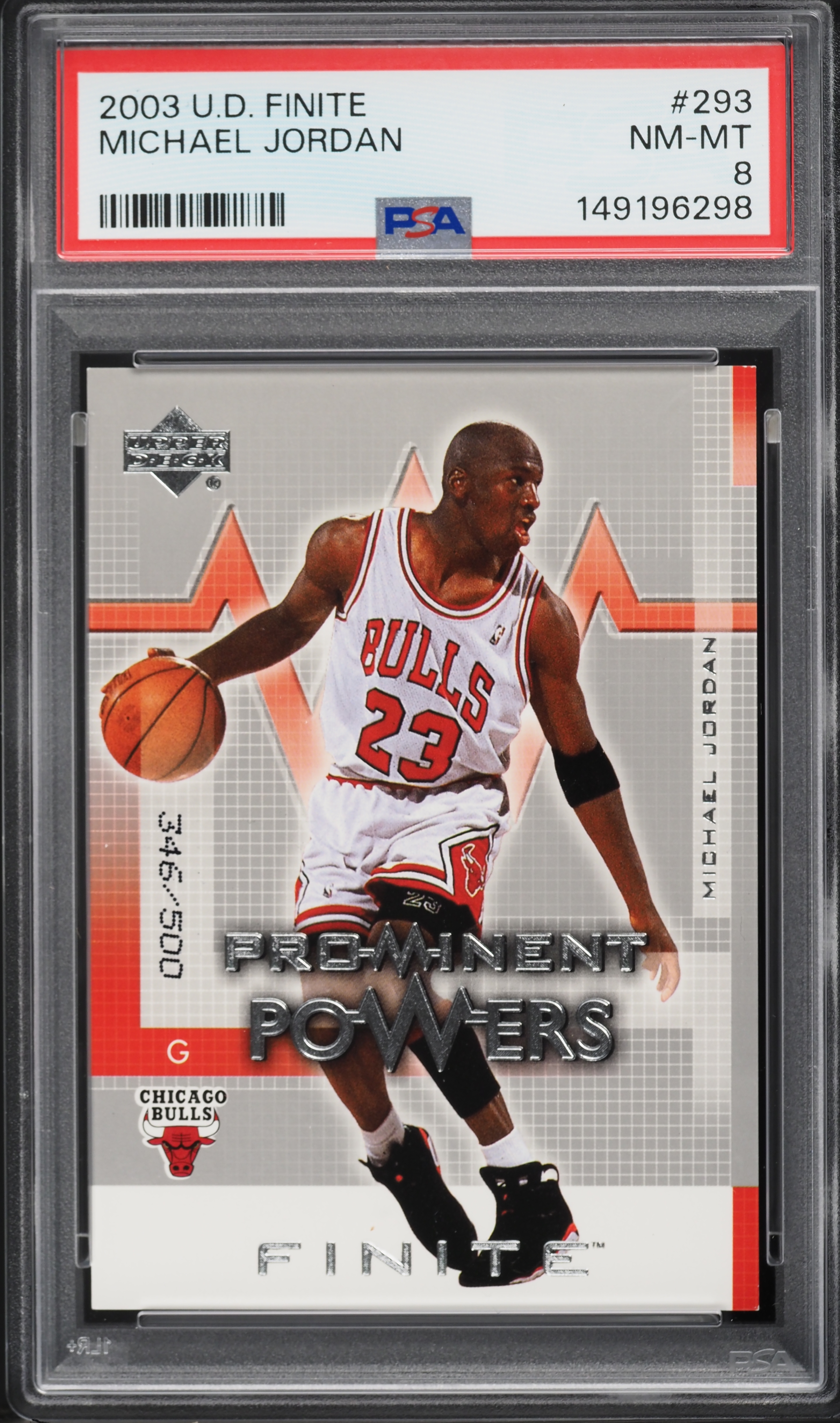 2003 Upper Deck Finite Michael Jordan /500 #293 PSA 8 NM-MT on