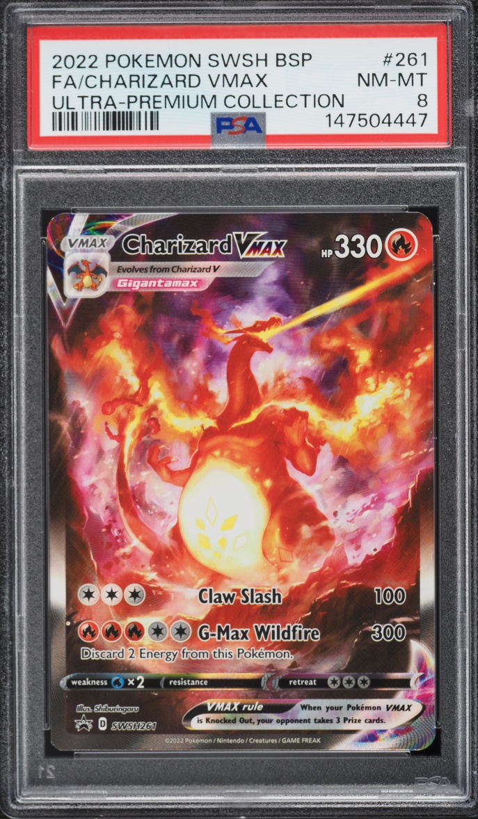 2022 Pokemon Sword & Shield Promo Ultra Premium Full Art Charizard VMAX #SWSH261 PSA 8 NM-MT