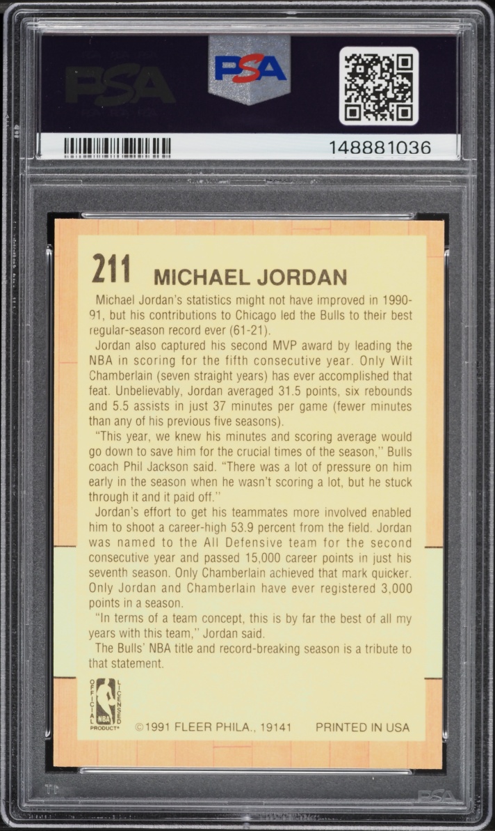1991 Fleer Basketball Michael Jordan #211 PSA 7 NRMT