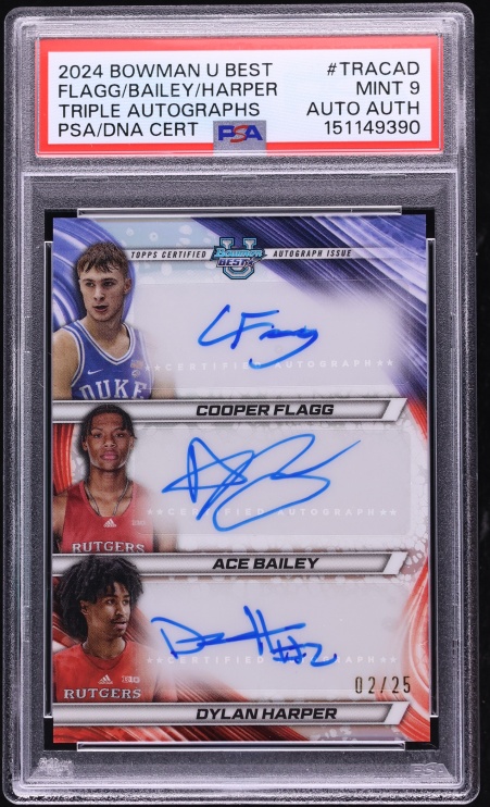 2024 Bowman University Best Triple Flagg Bailey Harper /25 ROOKIE AUTO /25 #TRACAD PSA 9 MINT