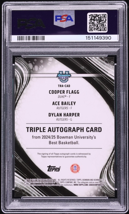 2024 Bowman University Best Triple Flagg Bailey Harper /25 ROOKIE AUTO /25 #TRACAD PSA 9 MINT