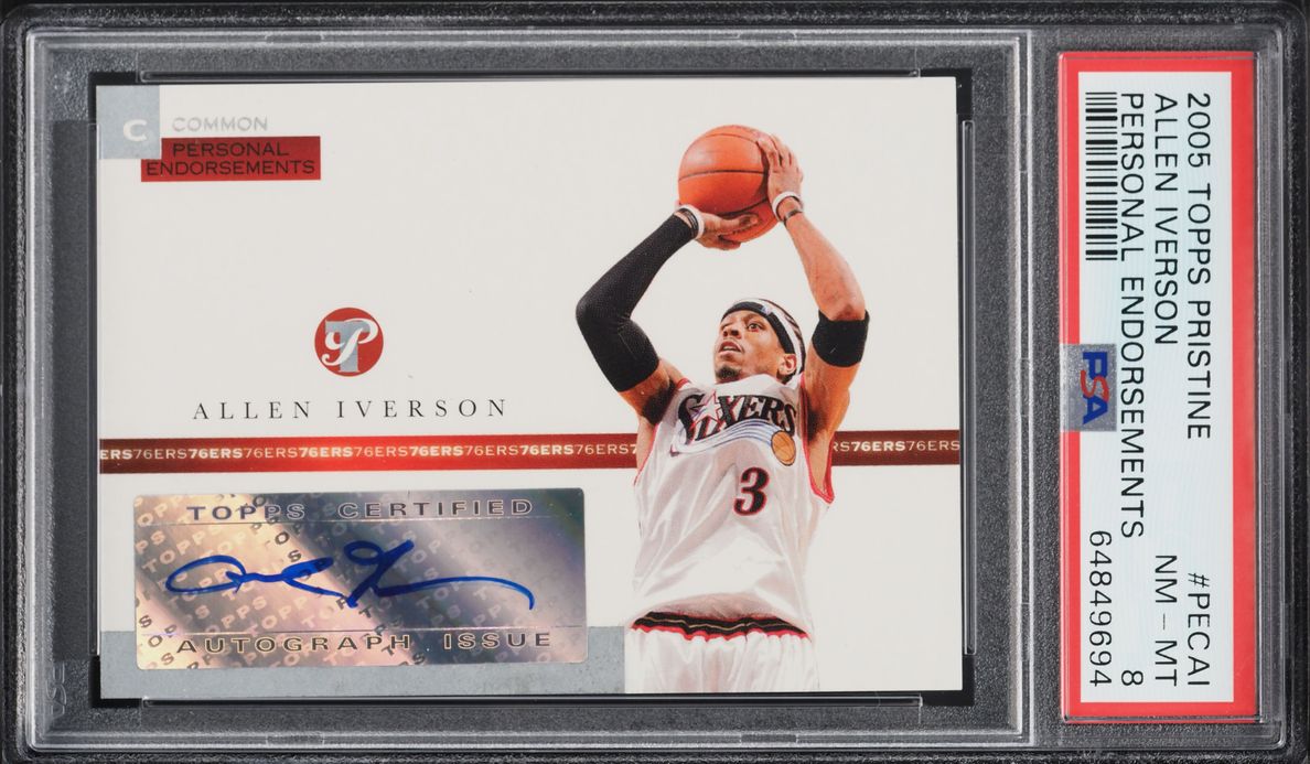 2005 Topps Pristine Personal Endorsements Allen Iverson AUTO /215 #PECAI PSA 8 NM-MT