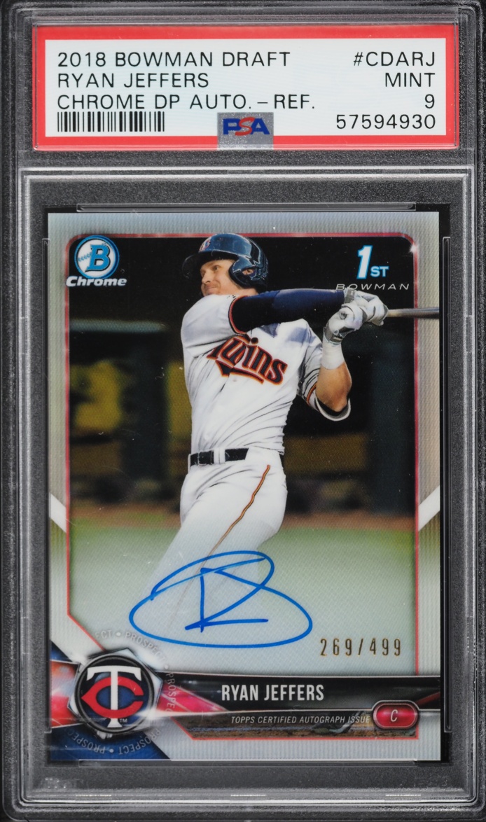 2018 Bowman Chrome Draft Picks Refractor Ryan Jeffers PROSPECT AUTO /499 #CDARJ PSA 9 MINT