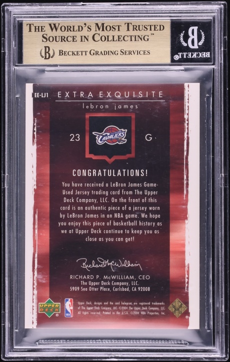2003 Exquisite Collection Extra LeBron James ROOKIE PATCH /75 #EE-LJ1 BGS 9.5 GEM MINT