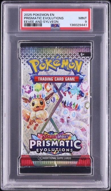 2025 Pokemon Scarlet & Violet Prismatic Evolutions Foil Pack Eevee & Sylveon PSA 9 MINT