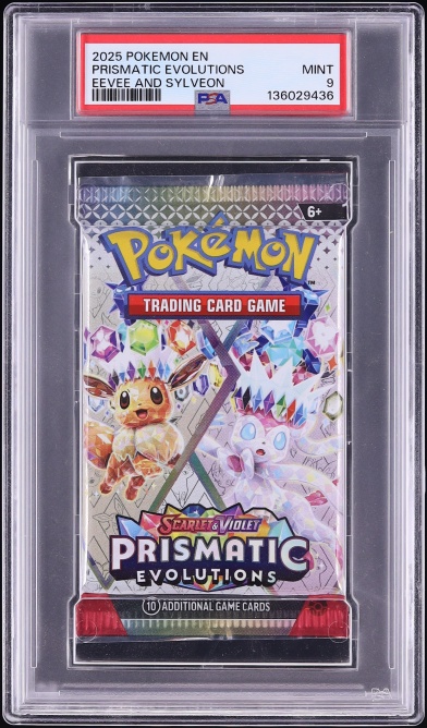 2025 Pokemon Scarlet & Violet Prismatic Evolutions Foil Pack Eevee & Sylveon PSA 9 MINT