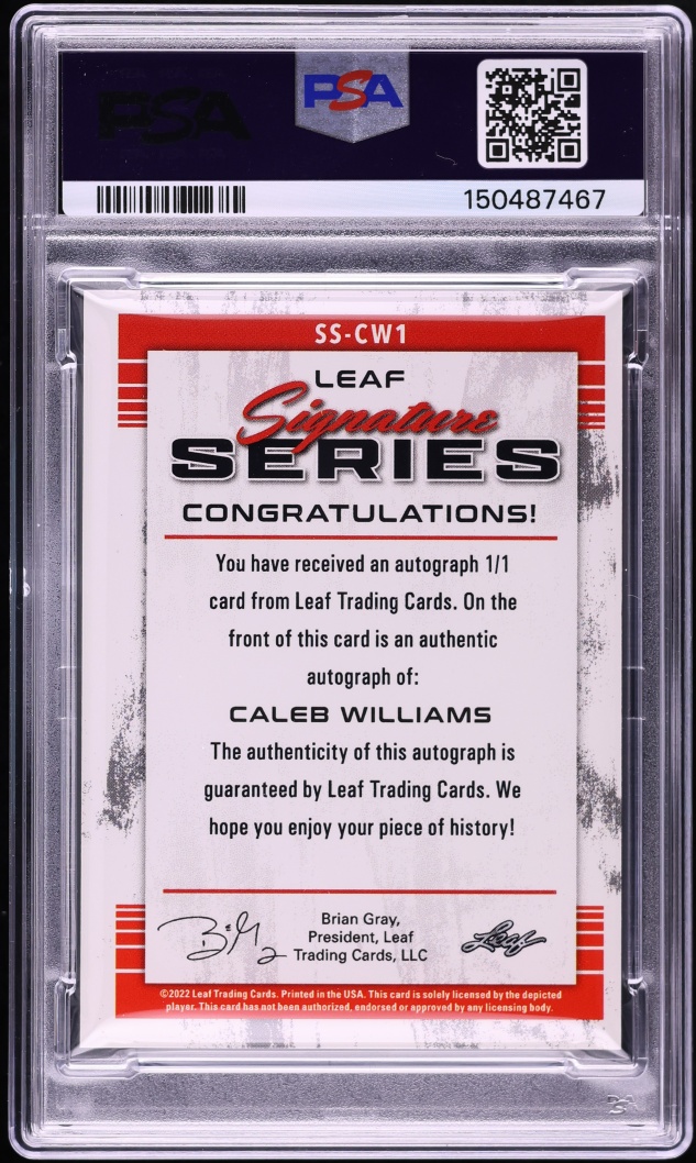 2022 Leaf Signature Series Elephant Caleb Williams ROOKIE AUTO 1/1 #SS-CW1 PSA 9 MINT