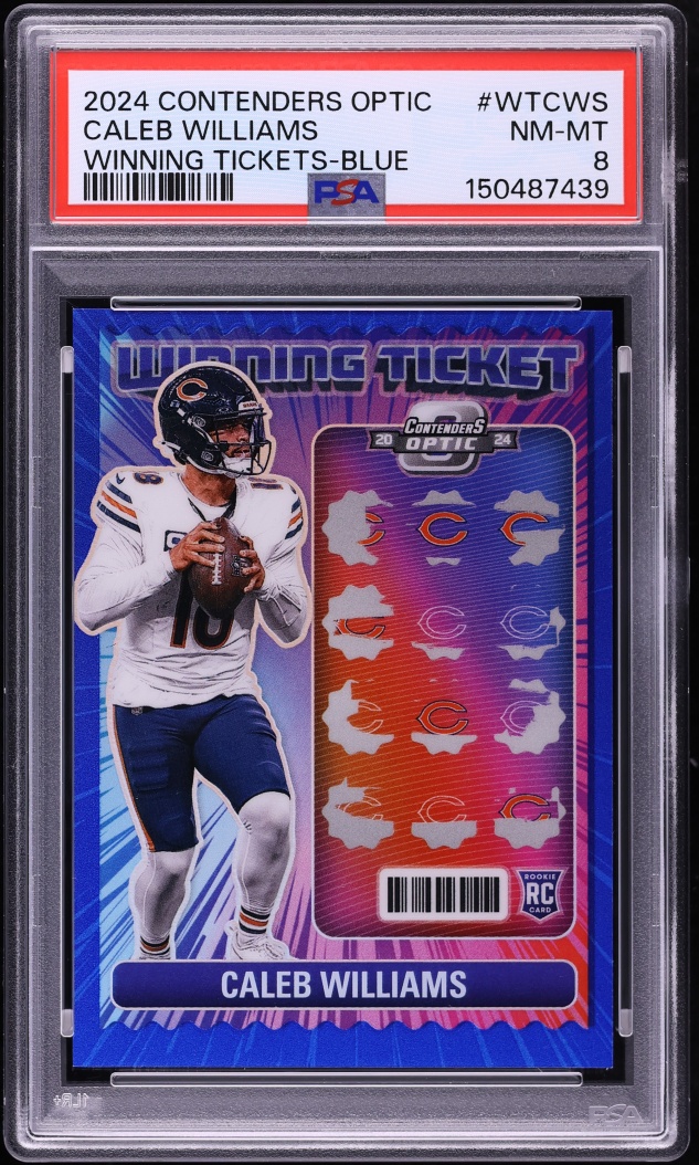 2024 Panini Contenders Optic Winning Tickets Blue Caleb Williams ROOKIE /99 #WT-CWS PSA 8 NM-MT